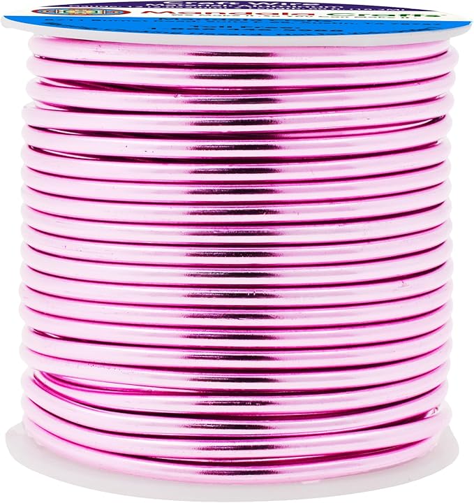 Mandala Crafts 12 Gauge Anodized Aluminum Craft Wire for Jewelry Making - 60 FT Colored Flexible Pink Wire - Bendable for Bonsai Armature Crafting Sculpting