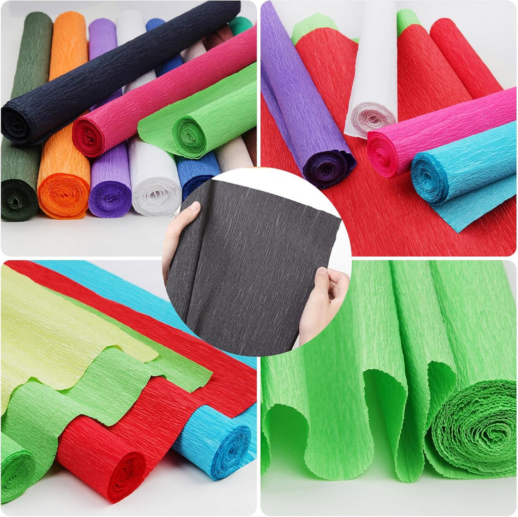 Crepe Paper Flower DIY 14 Colors, 9.8 x 98 Inch Wide Paper for Gift Wrapping, Crafts, Flower Birthday Parties Weddings Festival Decoration (Multiple Colors 1)