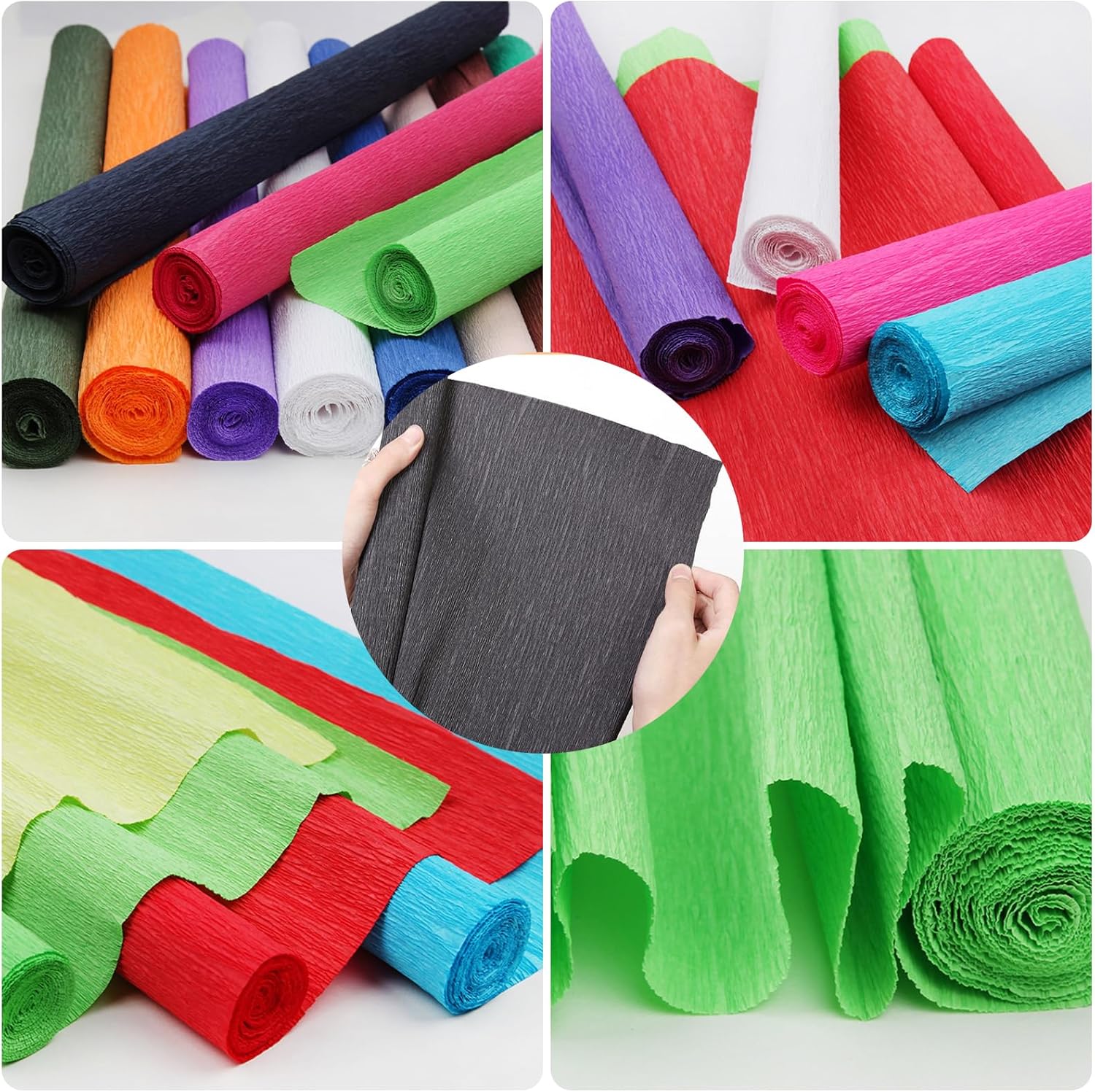 Crepe Paper Flower DIY 14 Colors, 9.8 x 98 Inch Wide Paper for Gift Wrapping, Crafts, Flower Birthday Parties Weddings Festival Decoration (Multiple Colors 1)