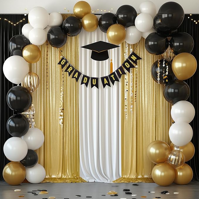 Outpain 30x10ft Gold Sequin Backdrop Curtains -Heavy Duty Gold Photography Backdrops with Non-Shedding Glitter, Wrinkle-Free Stage Drapes for Wedding/Christmas/Studio Shoots (5x10ft 6 Panels)