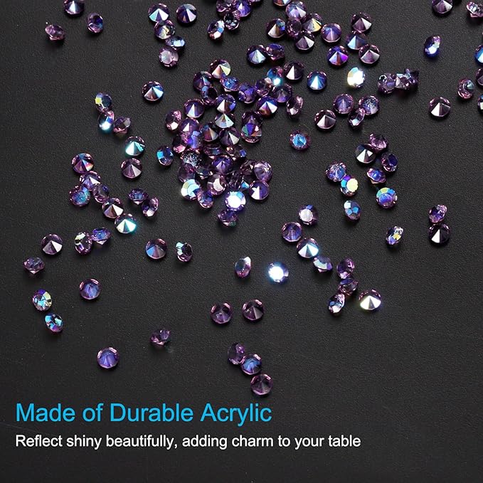 PATIKIL 14000Pcs Wedding Table Scatter Confetti Crystals 3mm Acrylic Diamonds Vase Fillers Gems for Table Centerpiece Decorations Bridal Shower Party, Dark Purple AB
