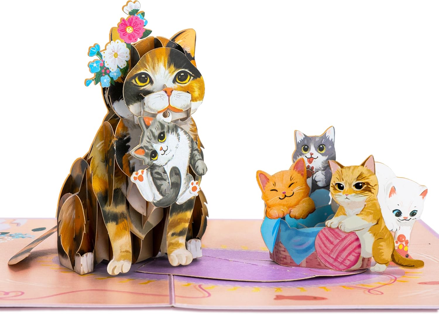 POPWOW Cat Mom Pop Up Card, Love You Mom, Kittens, 3D Popup Greeting Card, Gift For Mothers Day, Birthday, Valentines Day, Mother, Stepmom, Mother in Law, 5x7 - Includes Envelope And Message Note