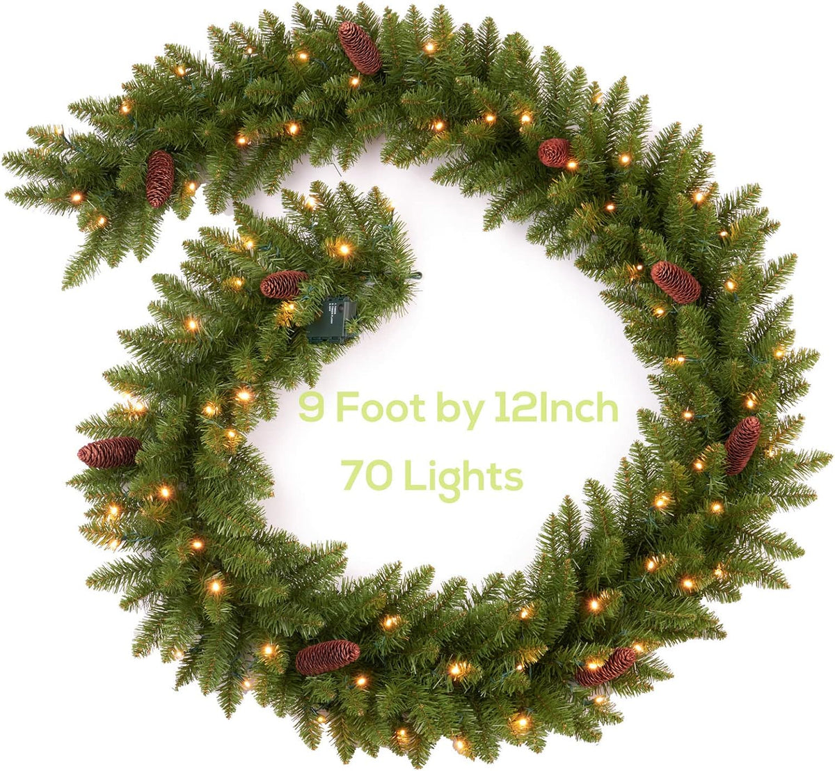 9 ft christmas garland pre-lit 70 led lights, package contents