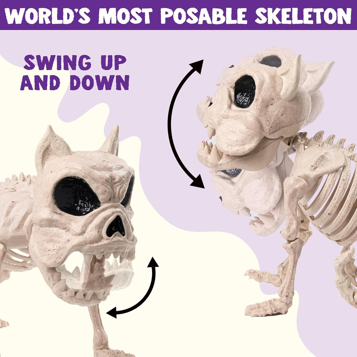 JOYIN 2 PCS 16" Poseable Dog Skeleton Halloween Decoration Animal Puppy ...