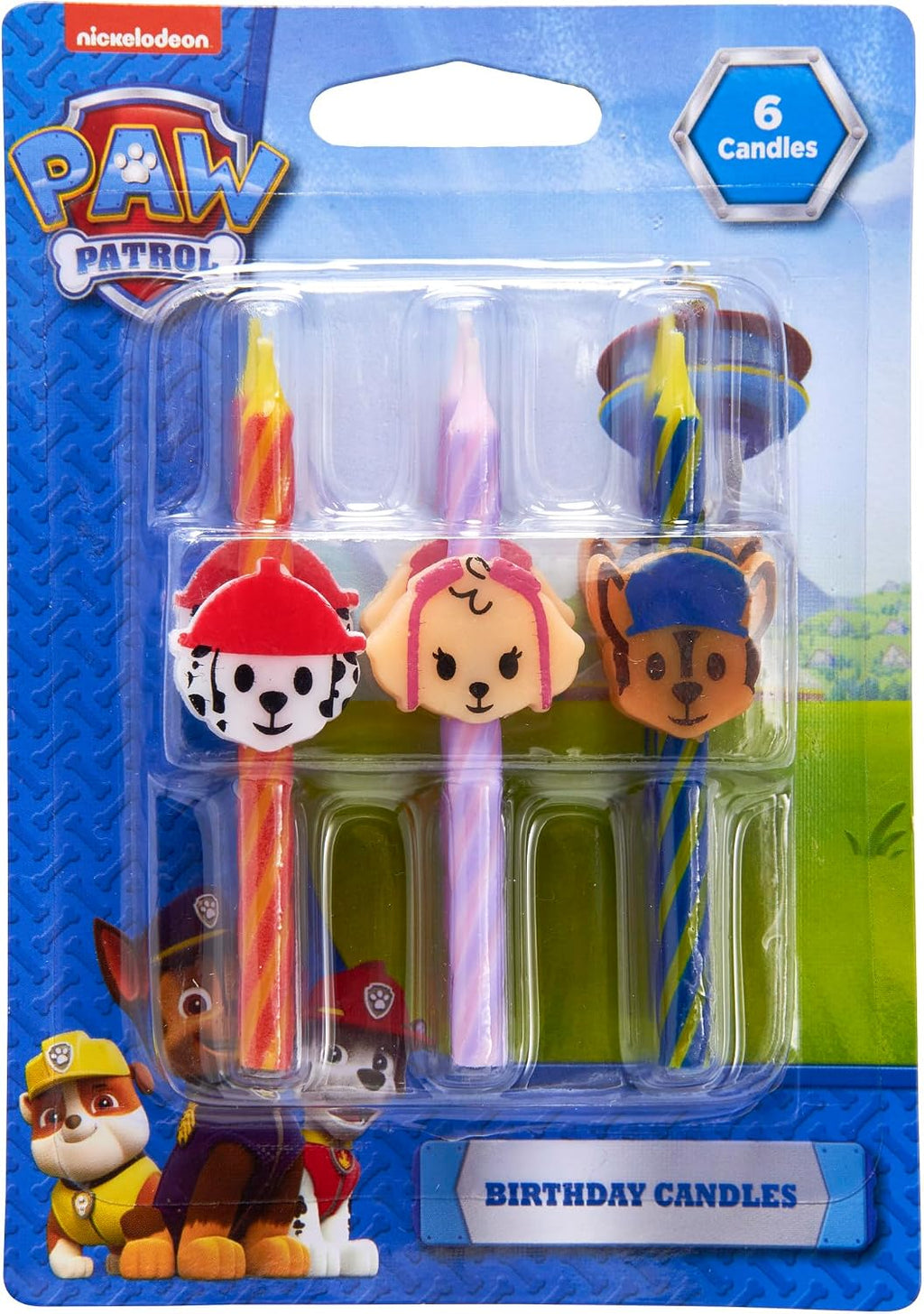 PAW Patrol Birthday Cake Candles | 6 Birthday Candles for Cake Decorations, Red, Pink, Blue Candles Featuring Chase, Marshall, Skye | Cake Toppers for PAW Patrol Party