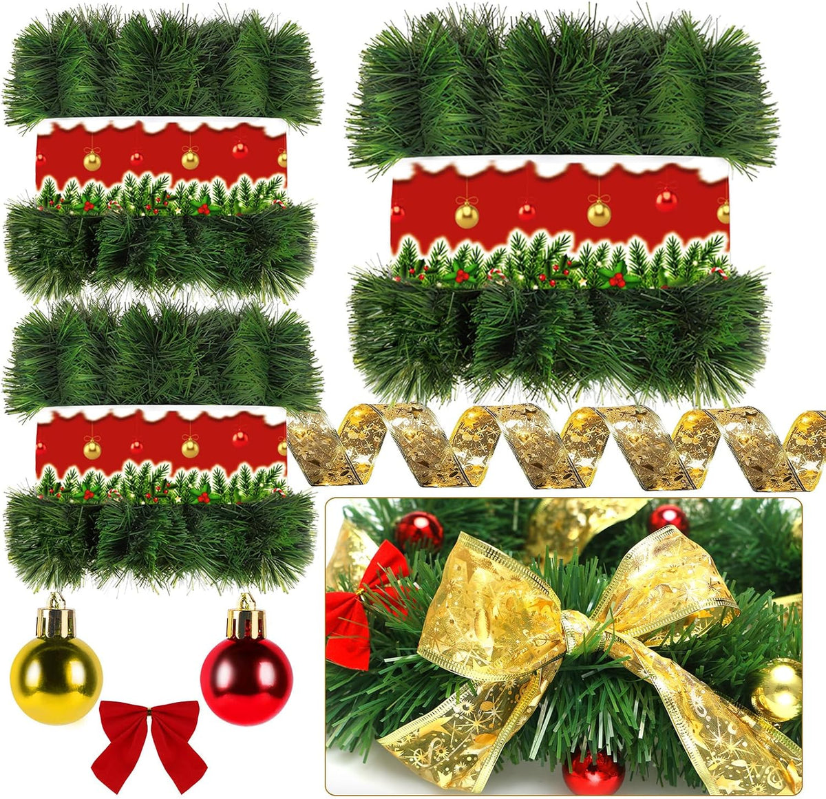 gardennow 3 pack 150ft christmas garland for holiday, main product view