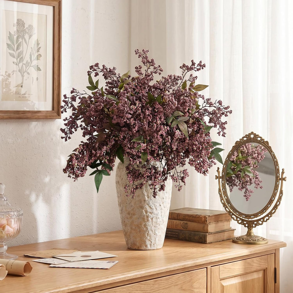 43in faux berry stems, artificial nandina fall decor, side view
