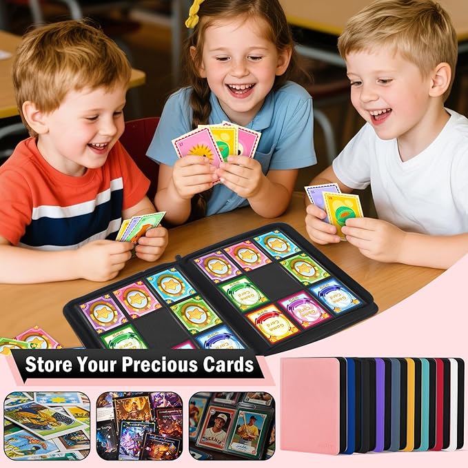 30 Pack 9 Pocket Card Binder, Premium Zip Trading Card Binder, 540 Large Capacity Side-Loading Card Storage Album, PU Card Collection Binder for Gifts, TCG, MTG, Baseball Football Sport Cards, Pink