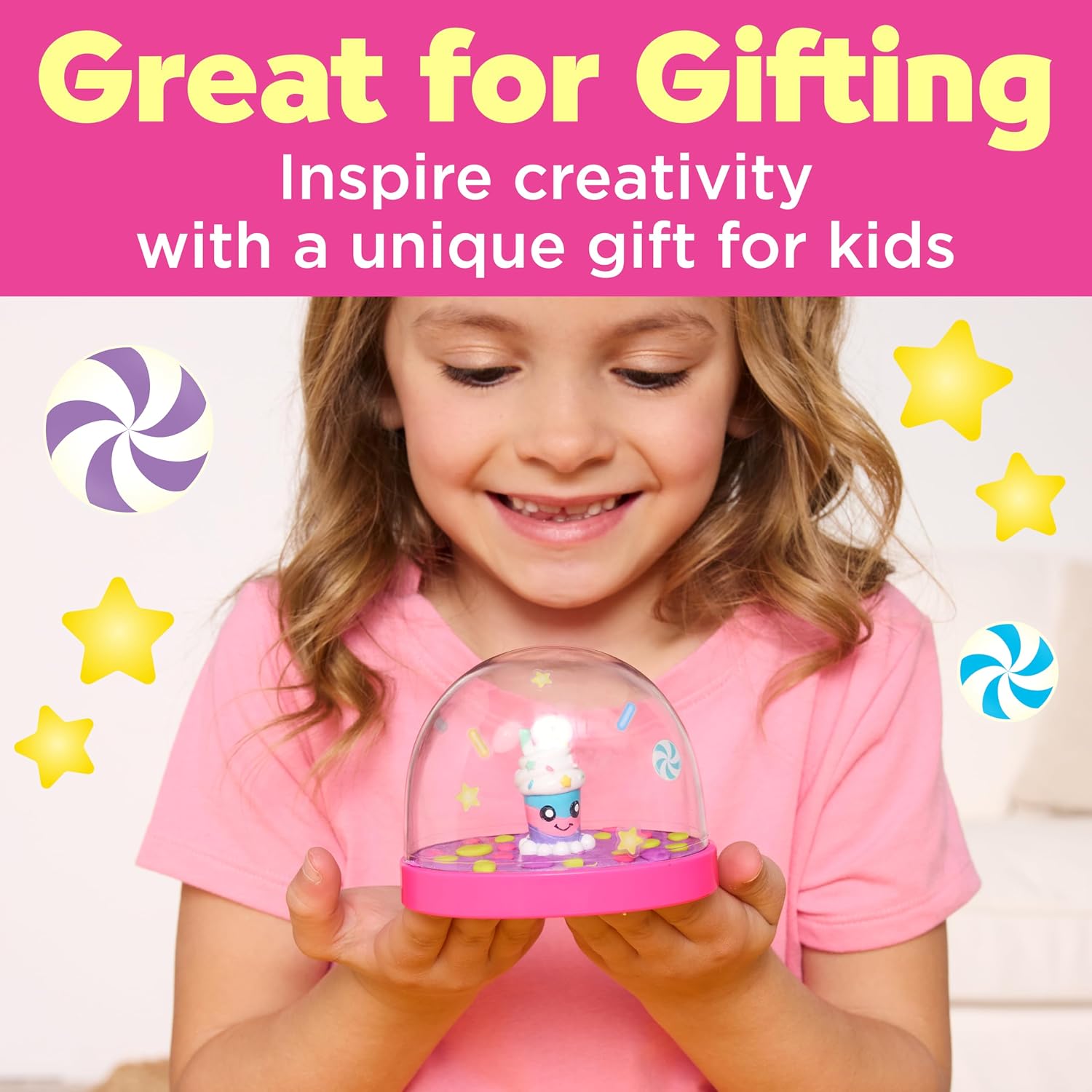 Creativity for Kids Make Your Own Water Globes: Sweets Kit | Sculpt, Decorate & Shake 2 DIY Snow Globes | Fun & Mess-Free Craft Kit for Girls | Encourages Sensory Play & Fine Motor Skills (Ages 6+)