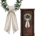 Spring Wreath Sash for Front Door, Birthday Khaki Stripes Burlap Ribbon Sash Holiday Wreath Accessories for Baby Shower Wedding Decorations