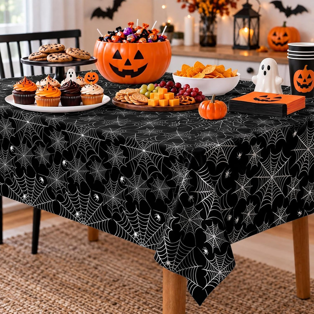 12 Pack Halloween Tablecloth, Spider Web Table Cloth