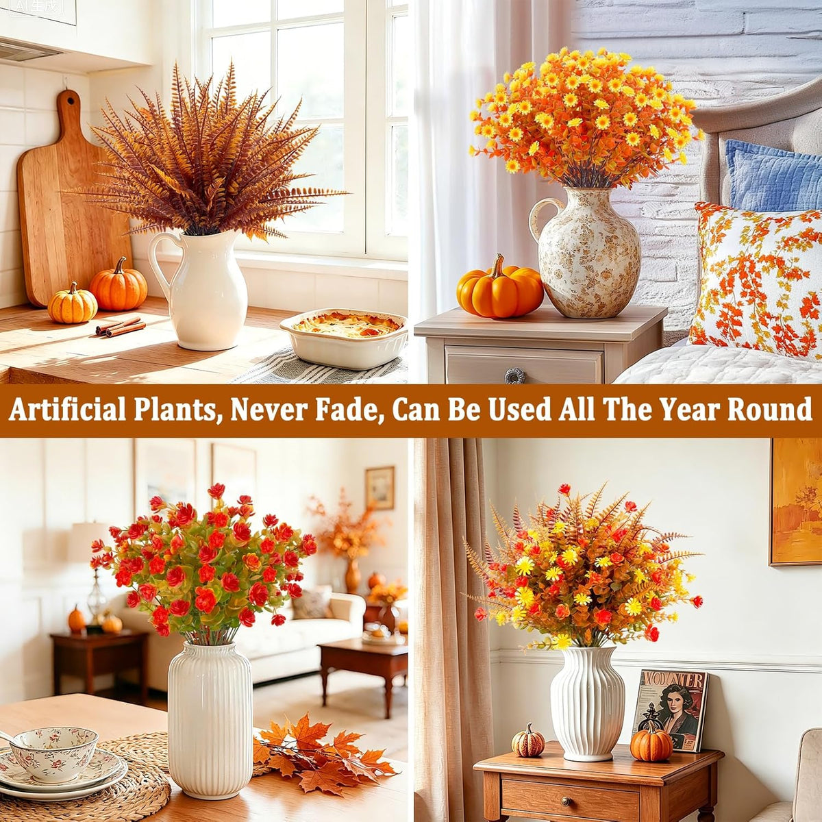 20 bundles artificial fall flowers for outdoors fall showing dimensions