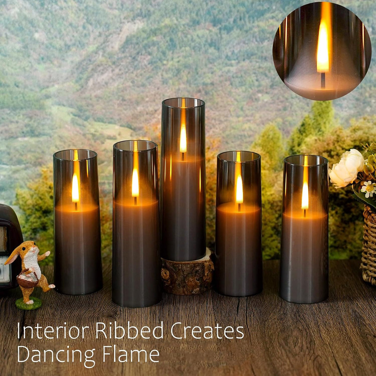 MUMCHASI 8 Packs Flameless Candles, Battery Operated with Remote, Arcylic Rib...
