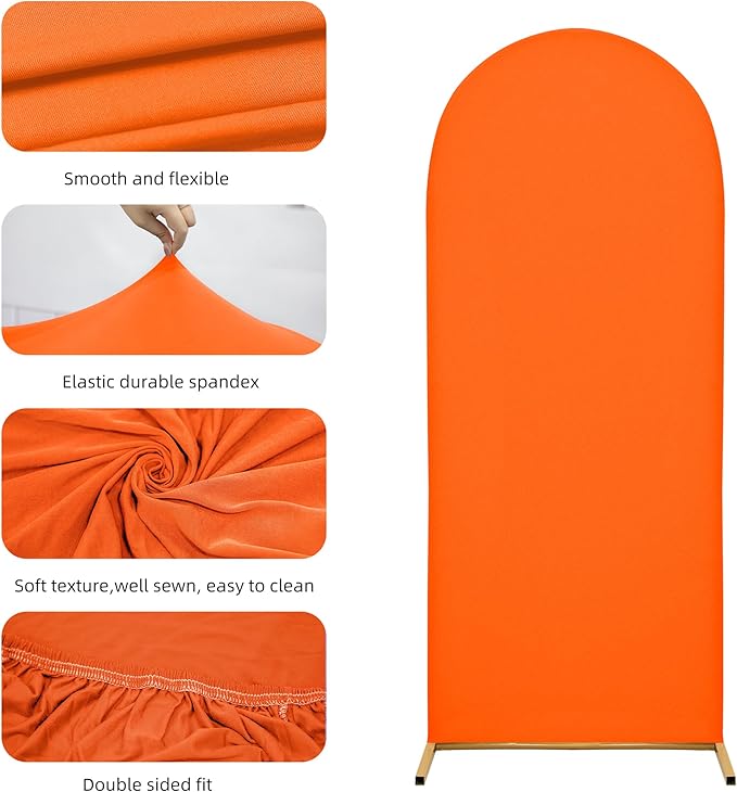 7.2FT Wedding Arch Covers Arch Backdrop Cover Arch Stand Covers Set Arch Cover Spandex Fabric Stretchy Backdrop for Wedding Birthday Party Decoration Baby Shower (Candy Orange)