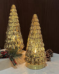 shmilmh gold mercury glass christmas tree set of, main product view