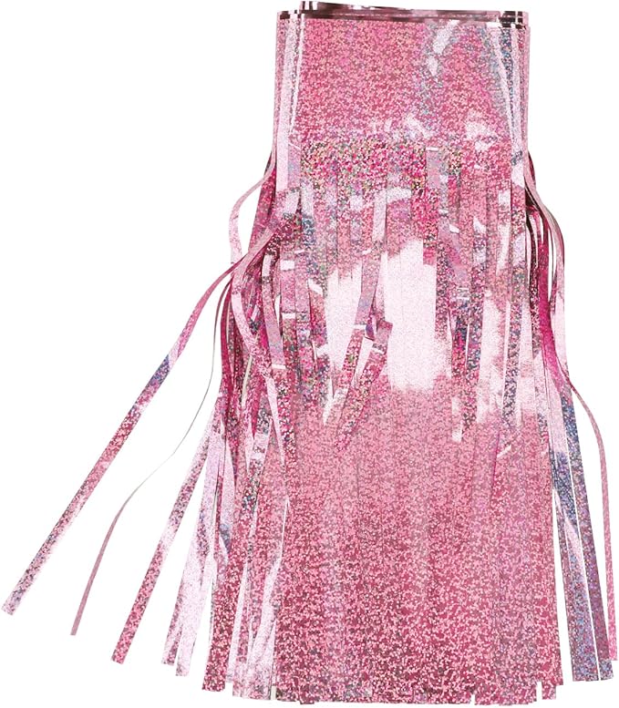 4 Pack Total 40 Feet Foil Fringe Garland Lilac Metallic Wall Hanging Drapes Tassel Skirting Tinsel Streamers for Parade Float Trailer Mardi Gras Party Birthday Wedding (Iridescent Purple)