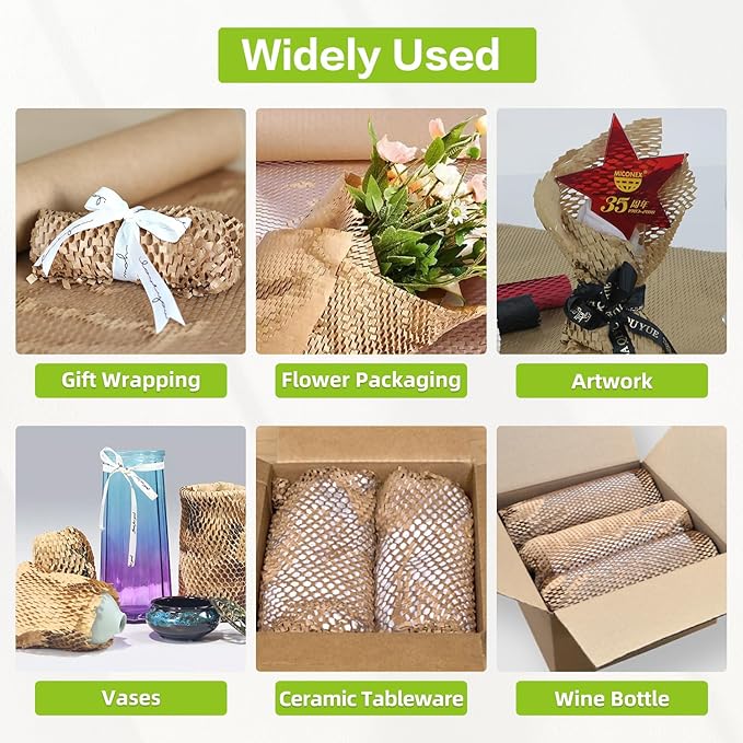 Honeycomb Packing Paper 20" x 1500' Recyclable Cushion Packing Paper Expanding Honeycomb Packing Paper Wrap Roll Eco Friendly for Moving Shipping Gift Packaging Breakables-Brown