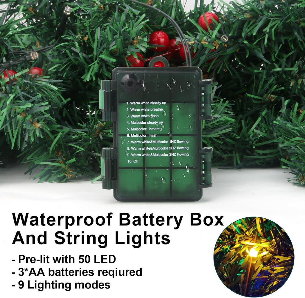 christmas garland with lights - 10ft waterproof battery, package contents