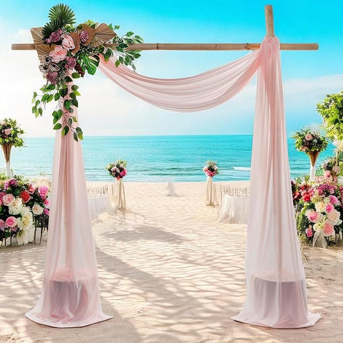 MDS Halloween Chiffon Draping Fabric - 2 Panel, 30" Wide x 100ft Long - Sheer Spooky Arbor & Canopy Drapery for Haunted House Backdrops, Party Ceilings, DIY Costumes & Themed Events - Dusty Rose