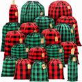 siltriangle 20 pcs buffalo plaid christmas drawstrings gift, main product view