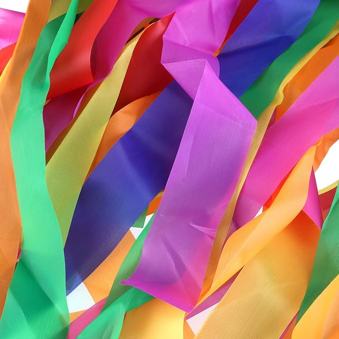 Rainbow Dance Ribbons, 12PCS Rhythm Ribbon Streamers for Kids Children Adults - Bright & Multi-Colored