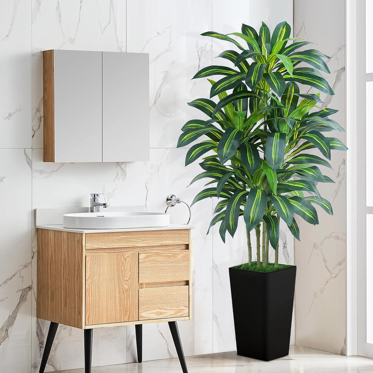 6ft artificial dracaena tree - high-density foliage fake, package contents
