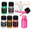 Edible Glitter Paint - 6 Colors Food Grade Edible Paint for Cake, Chocolate, Cupcakes, Cocktail, Shimmer Decorative Paint Liquid Food Coloring for Halloween Candy, Drinks, Baking, 6x10g