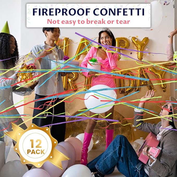 Confetti Cannon 12Inch Multicolor confetti popper party streamer Biodegradable 12Pack Party Popper Streamer Shooters for Weddings Birthdays Graduations Baby Showers Christmas New Year Celebrations