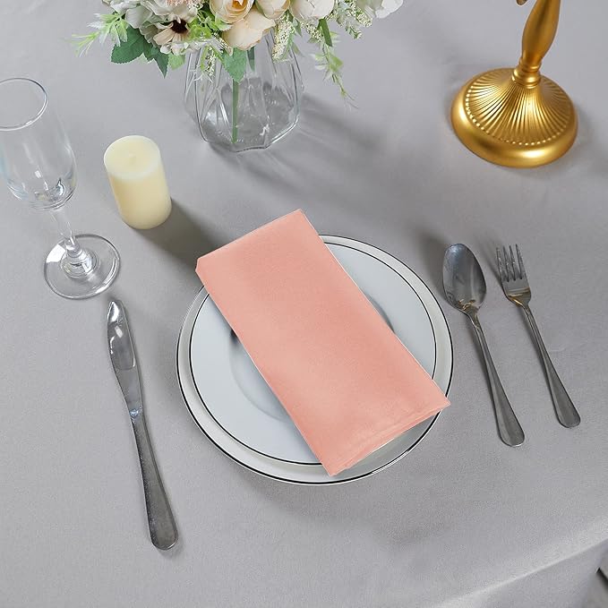 Cloth Napkins 17x17 inch Washable Polyester Dinner Napkins Soft Table Napkins for Wedding Party Dining Banquet(Dusty Pink,25PCS)