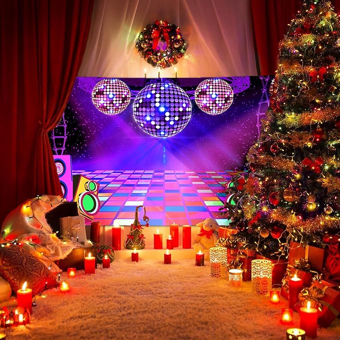 Dance Party Backdrop Retro 80s 90s Theme Stage Dance Ball Music Birthday Party Decoration DJ Photography Background 15 x 10 ft for Baby Shower Picture Photo Shoot Polyester Fabric, Green
