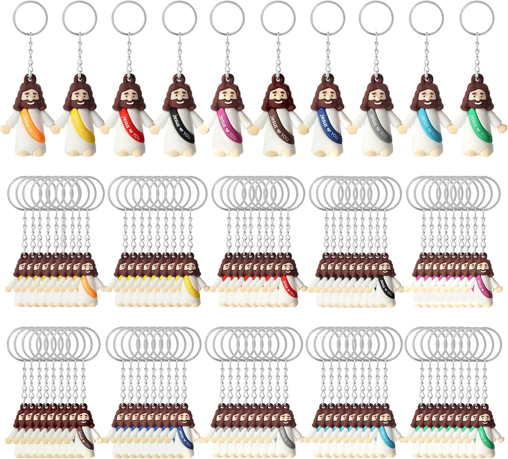 25 Or 50 Or 100 Christian Little Jesus Figures Printed With Jesus Love You Hanging With Keyrings For Baptism