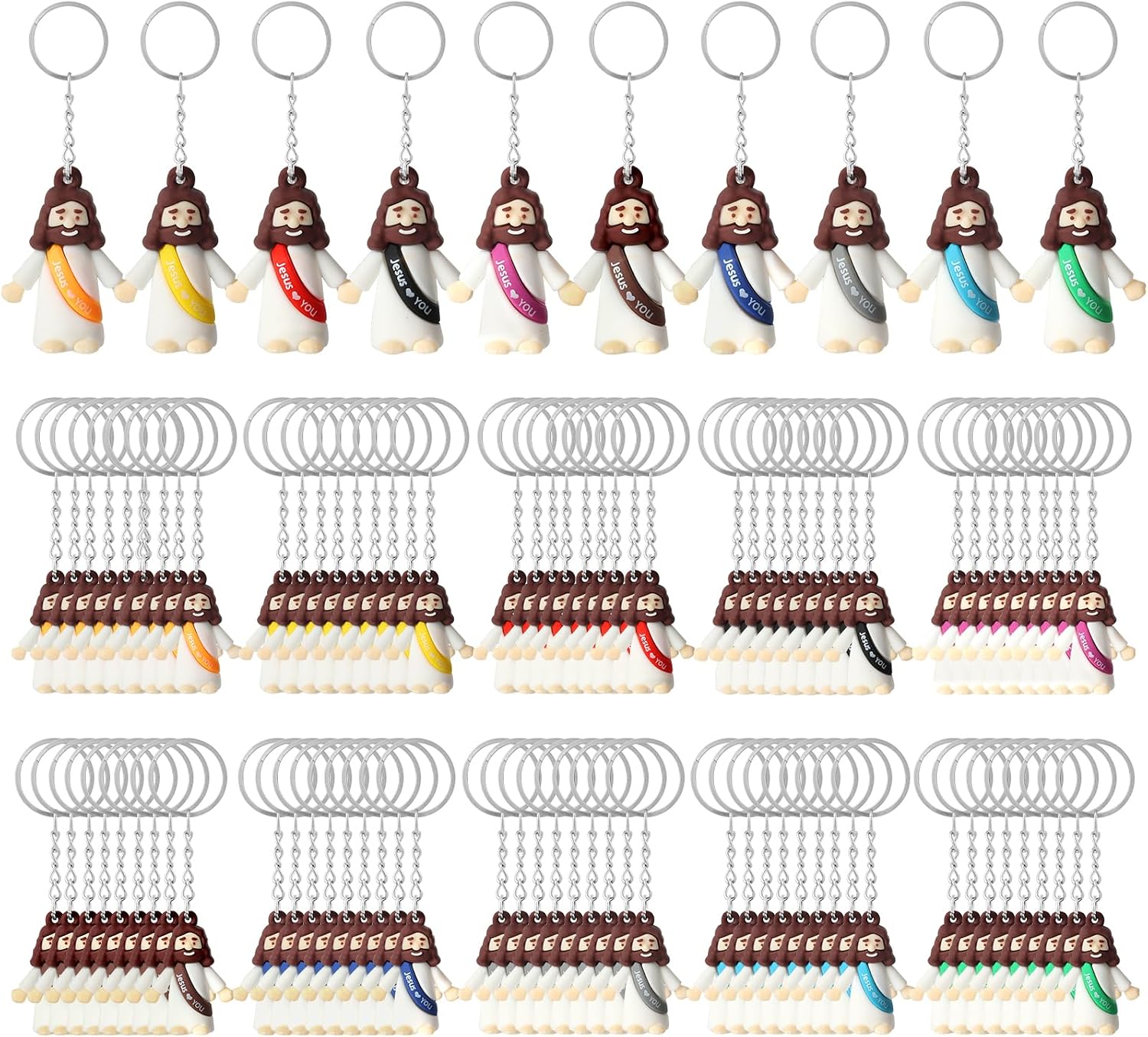 25 Or 50 Or 100 Christian Little Jesus Figures Printed With Jesus Love You Hanging With Keyrings For Baptism
