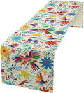Mexican Table Runner,Boho Colorful Nature Inspired Flowers and Birds Table Cloth Kitchen Dining Table Home Party Decoration 13x36 Inch