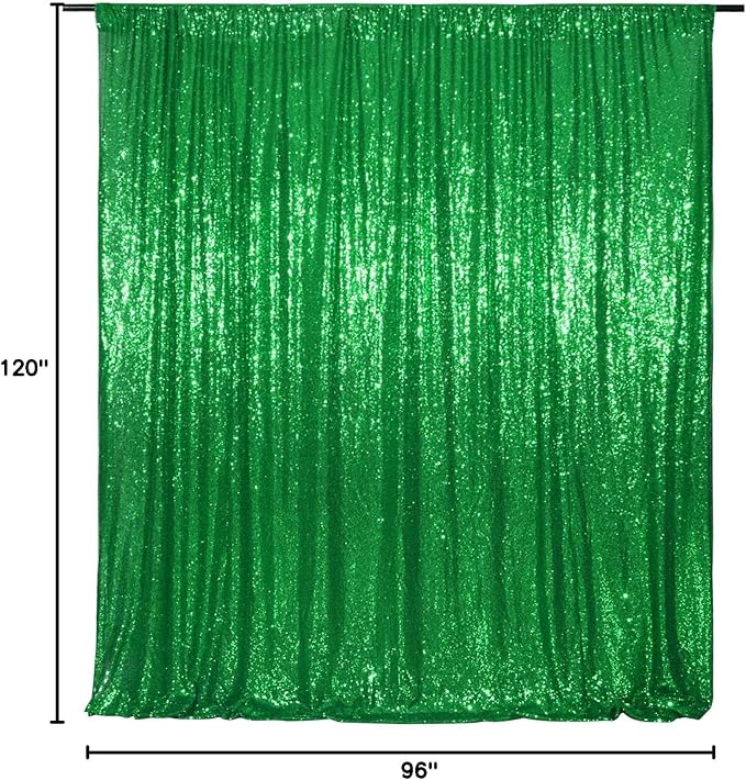 Poise3EHome 8FT x 10FT Green Sequin Photography Backdrop Curtain for Party Decoration, Green