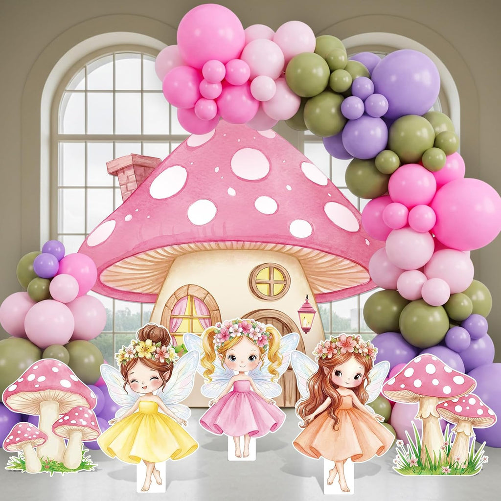 fairy wonderland party decorations set mushroom backdrop large, main product view