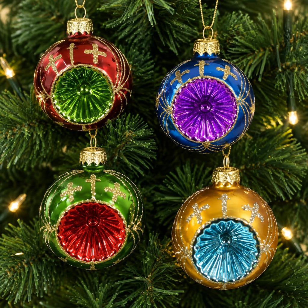 yinder 10 pcs vintage christmas glass ornament and shown in use