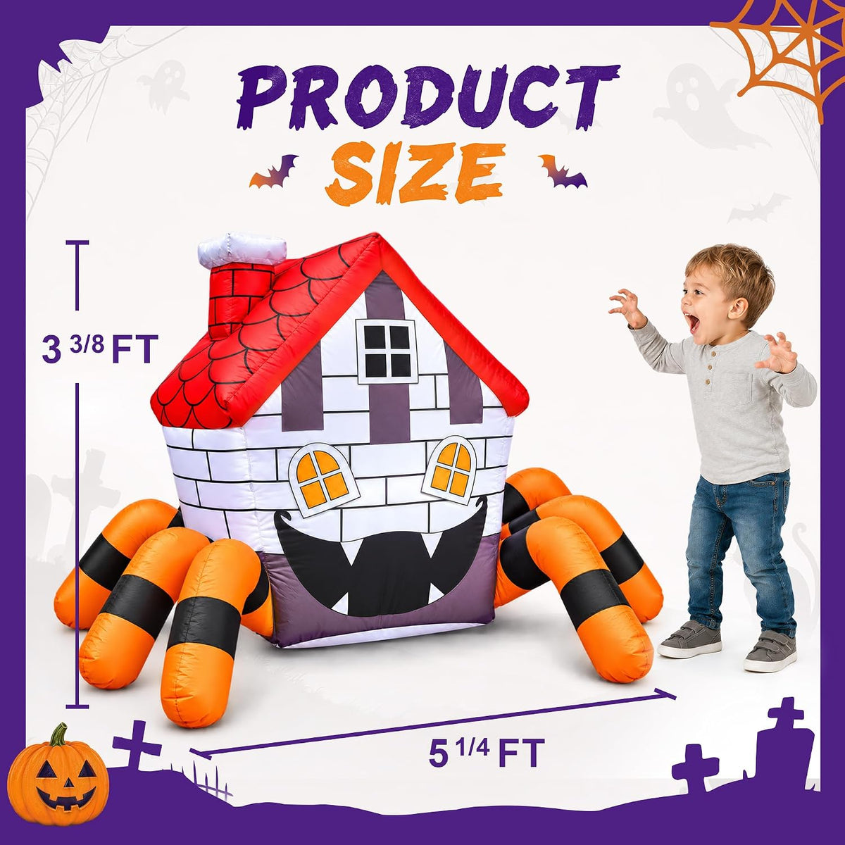 5FT Inflatable Halloween Decoration Outdoor, Blow Up Spider Yard LEDs Decor