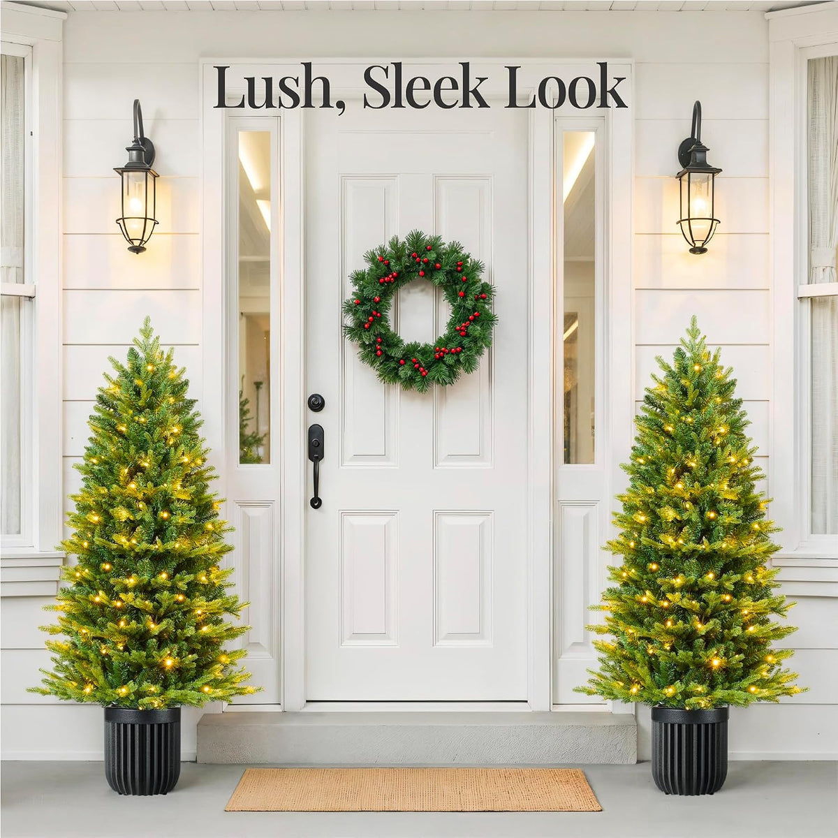 best choice products prelit potted pencil christmas tree, close-up detail