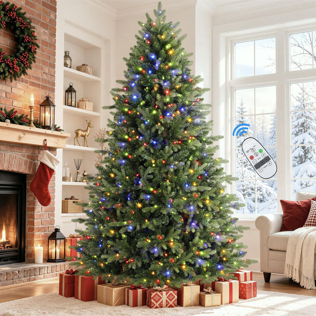 alupssuc 7ft prelit artificial full hinged christmas tree, main product view