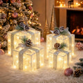set of 4 christmas lighted gift boxes, battery, main product view