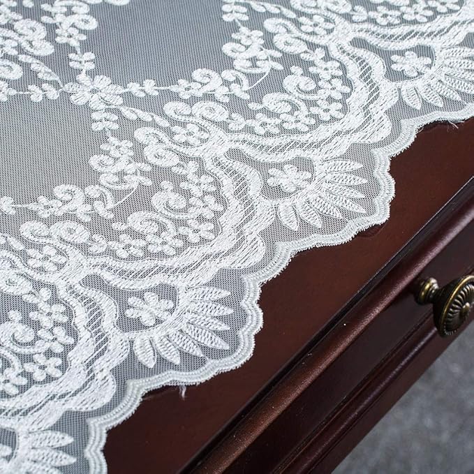 ARTABLE Rectangle Table Runner Lace Macrame Embroidered Table Runners with Exquisite Vintage Shabby Chic for Holiday Wedding Long Dinner Tables (White, 12 x 36 Inch)