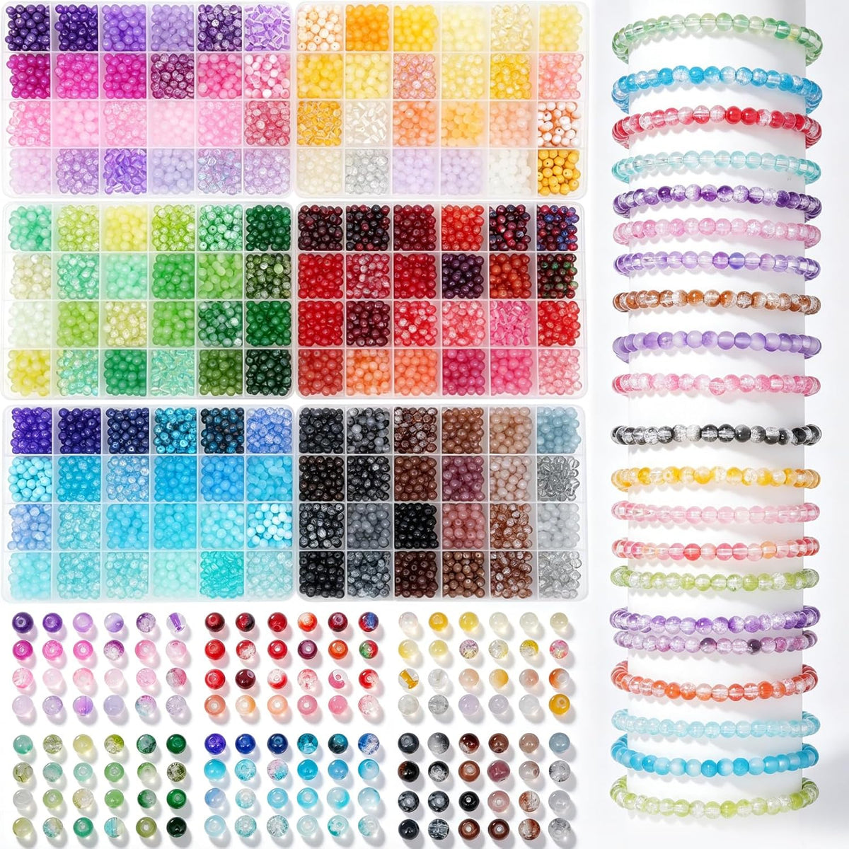 gaspletu 7200pcs 6mm glass beads bracelet making kit, main product view