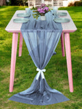 MDS Halloween Chiffon Table Runner - 25 Pack, 29 x 120 Inches, 10ft Each - Sheer Spooky Table Runners for Haunted House Parties, Trick-or-Treat Tables, Witchy Décor, Wedding & Events - Dusty Blue
