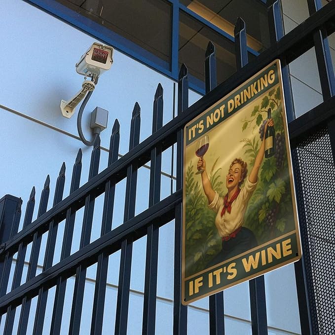 Funny Wine Aluminum Sign - "It's Not Drinking If It's Wine" - Vintage Metal Wall Decor for Bar, Kitchen, or Home - 8"x12"