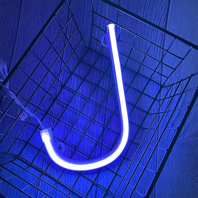 ENUOLI LED Blue Neon Letter Signs Night Light Battery or USB Operated LED Marquee Letters Neon Art Decorative Lights Wall Decor for Children Baby Room Christmas Wedding Party Decoration(J)