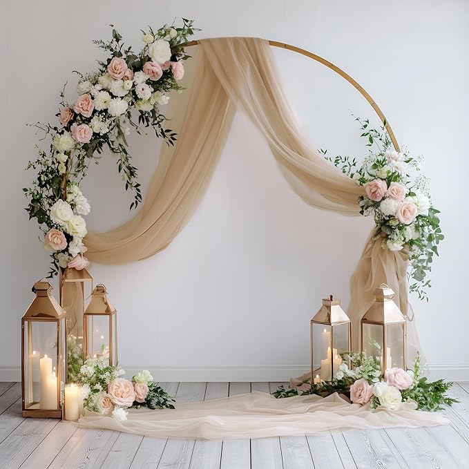 Wedding Arch Draping Fabric 1 Panel 28.7" x 20FT Nude Sheer Chiffon Backdrop Drapes for Wedding Ceremony Birthday Party Bridal Shower Outdoor Decoration