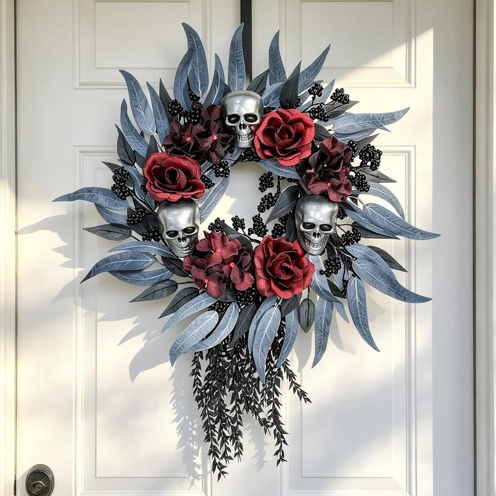 22" Halloween Wreath for Front Door, Gothic Halloween Decor Indoor
