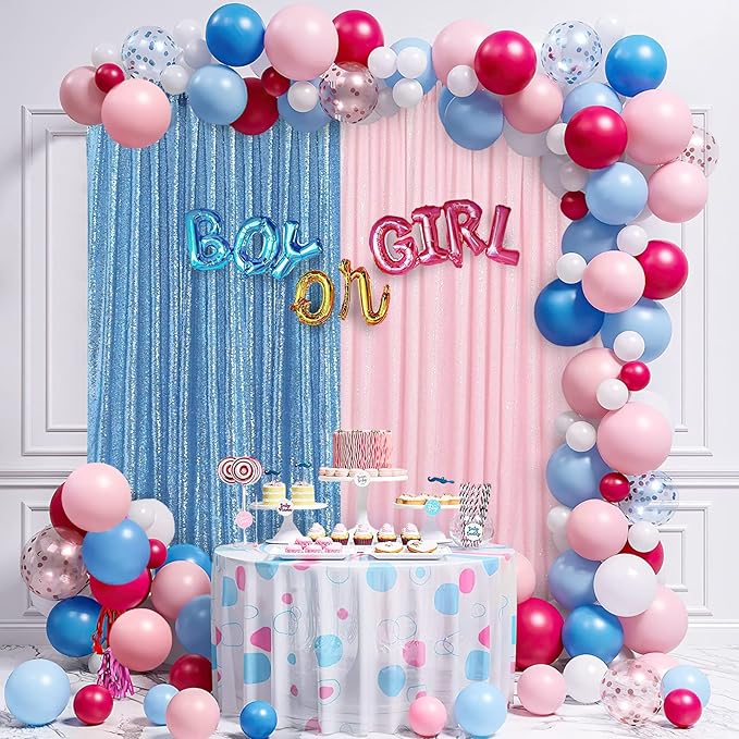Baby Blue Backdrop Curtains for Party Sequin Fabric 12ftx8ft for Wedding Photography Background Home Decorations 6 Pieces 2ftx8ft