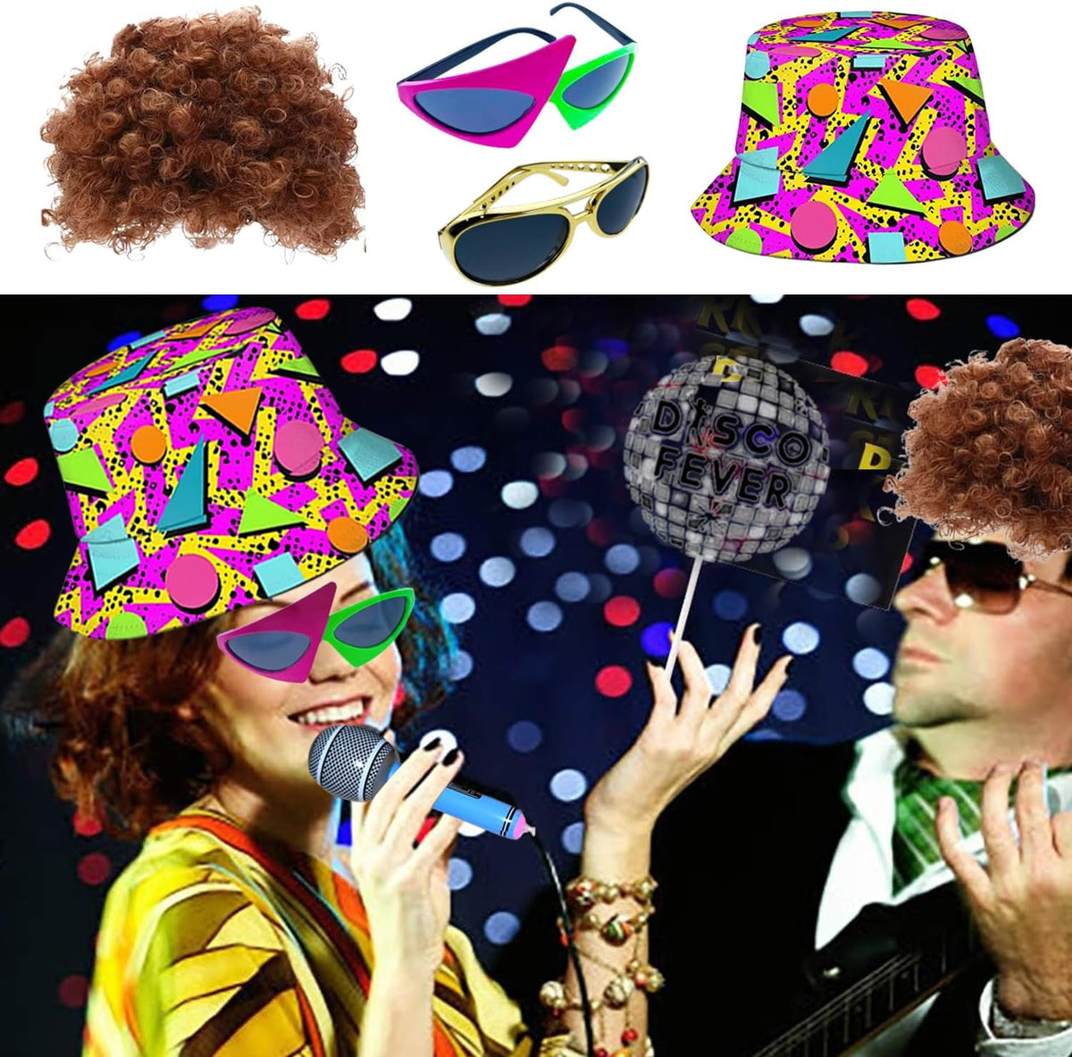 50 Pcs Rock Party Photo Booth Props Set for Adults, Funny Rock Star Party Sun...