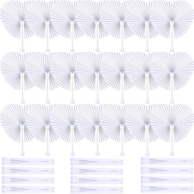 Unittype 150 Packs Wedding Paper Fans Heart Shaped Folding Handheld Fans for Wedding Decorate Guests Favor Anniversary Birthday Party Supplies Home Decor(White)